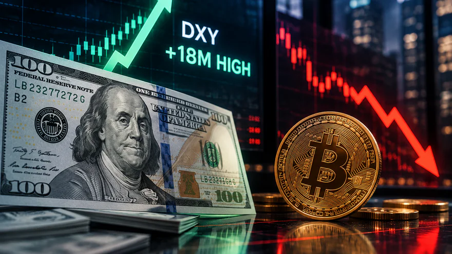 Доллар 18 айлық максимумға көтерілді және Bitcoin-ға қысым жасайды