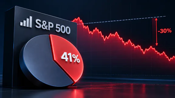 S&P 500 주식의 41%가 역사적 최고치보다 30% 낮게 거래되고 있습니다