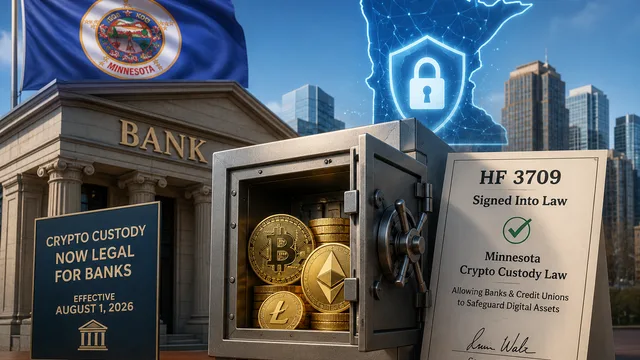 Minnesota Lets Banks Offer Crypto Custody as Digital Assets Move Deeper Into Finance