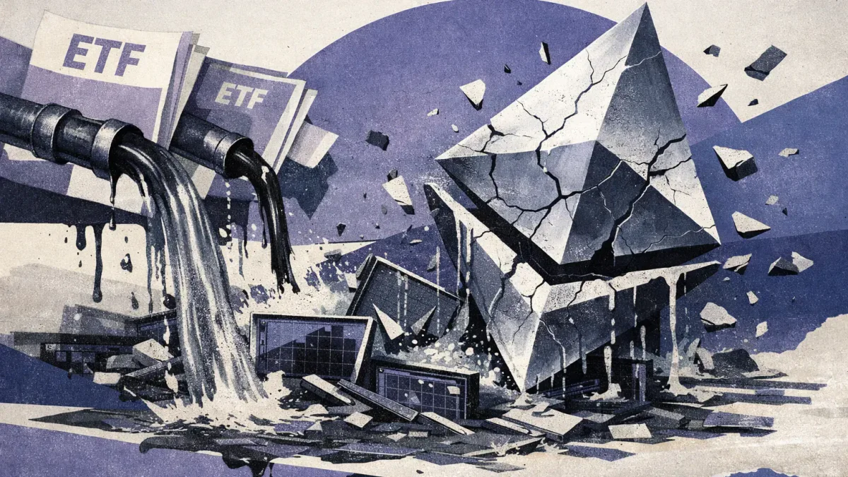 Ethereum steht unter Druck aufgrund von ETF-Abflüssen und Liquidationen