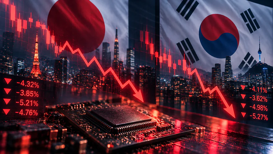 Japan und Südkorea Märkte sinken aufgrund von Verlusten im Halbleitersektor
