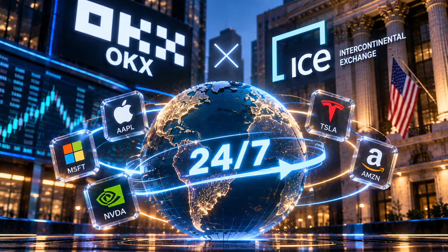 OKX와 ICE, 24/7 토큰화 주식 시장 개설