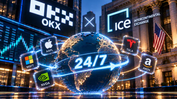OKX와 ICE, 24/7 토큰화 주식 시장 개설