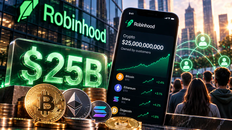 Robinhood-тың криптовалюталық активтері $25 млрд клиенттерге тиесілі