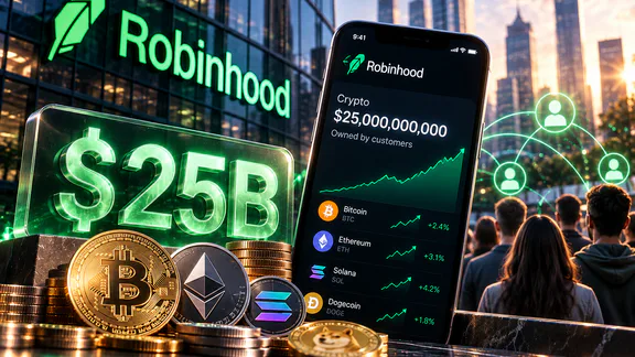 Robinhood-тың криптовалюталық активтері $25 млрд клиенттерге тиесілі